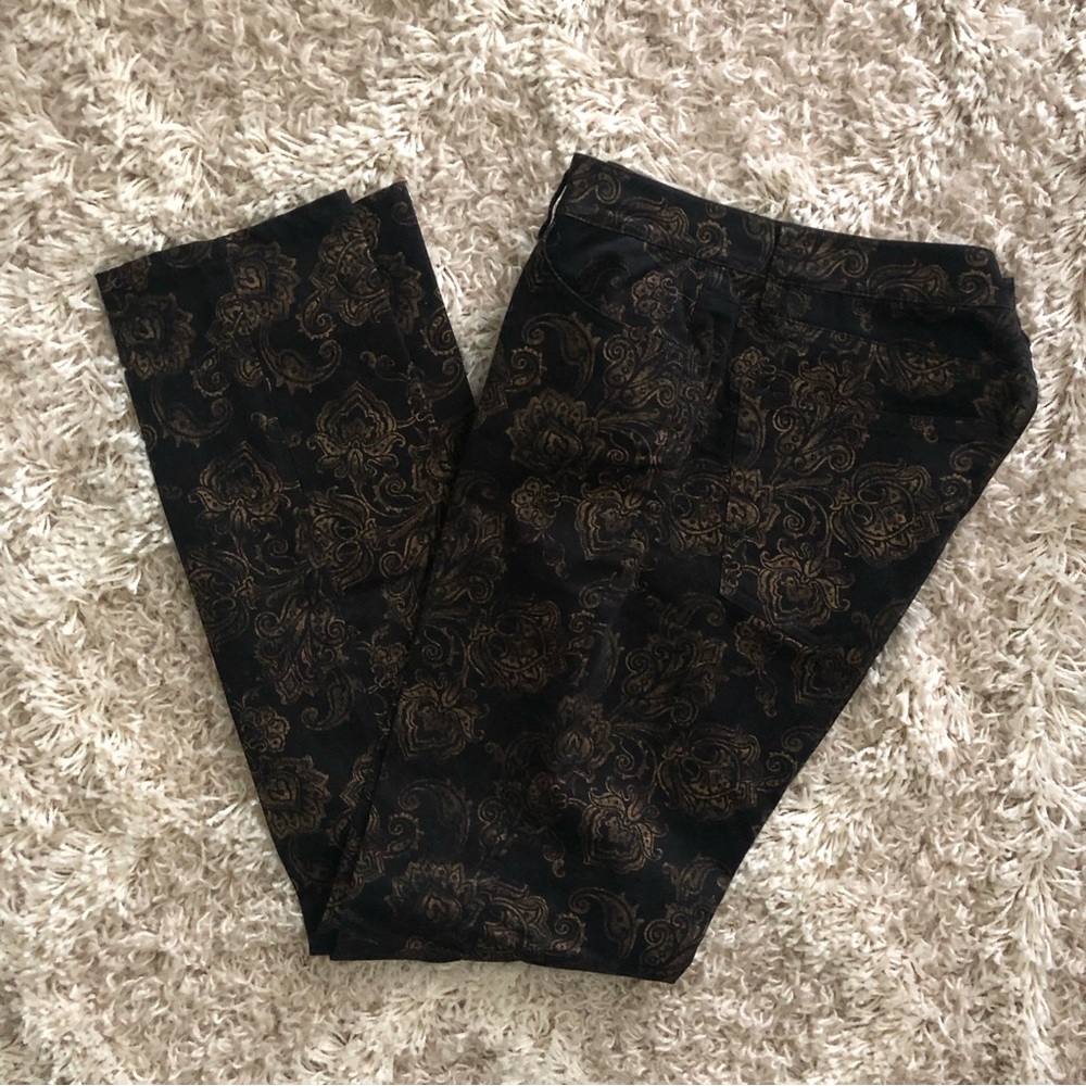 Ralph Lauren Black & Gold Paisley Pants Size 8